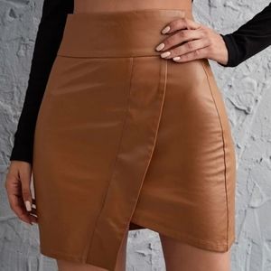 SHEIN Unity Faux Leather Asymmetrical Hem Skirt NIP